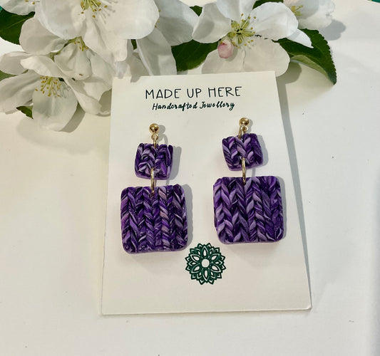Violet Knit Earrings