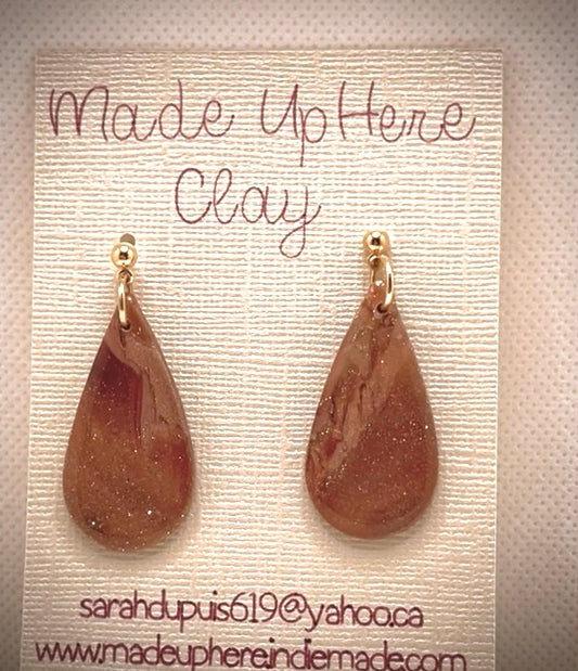 Copper and gold drop earrings
