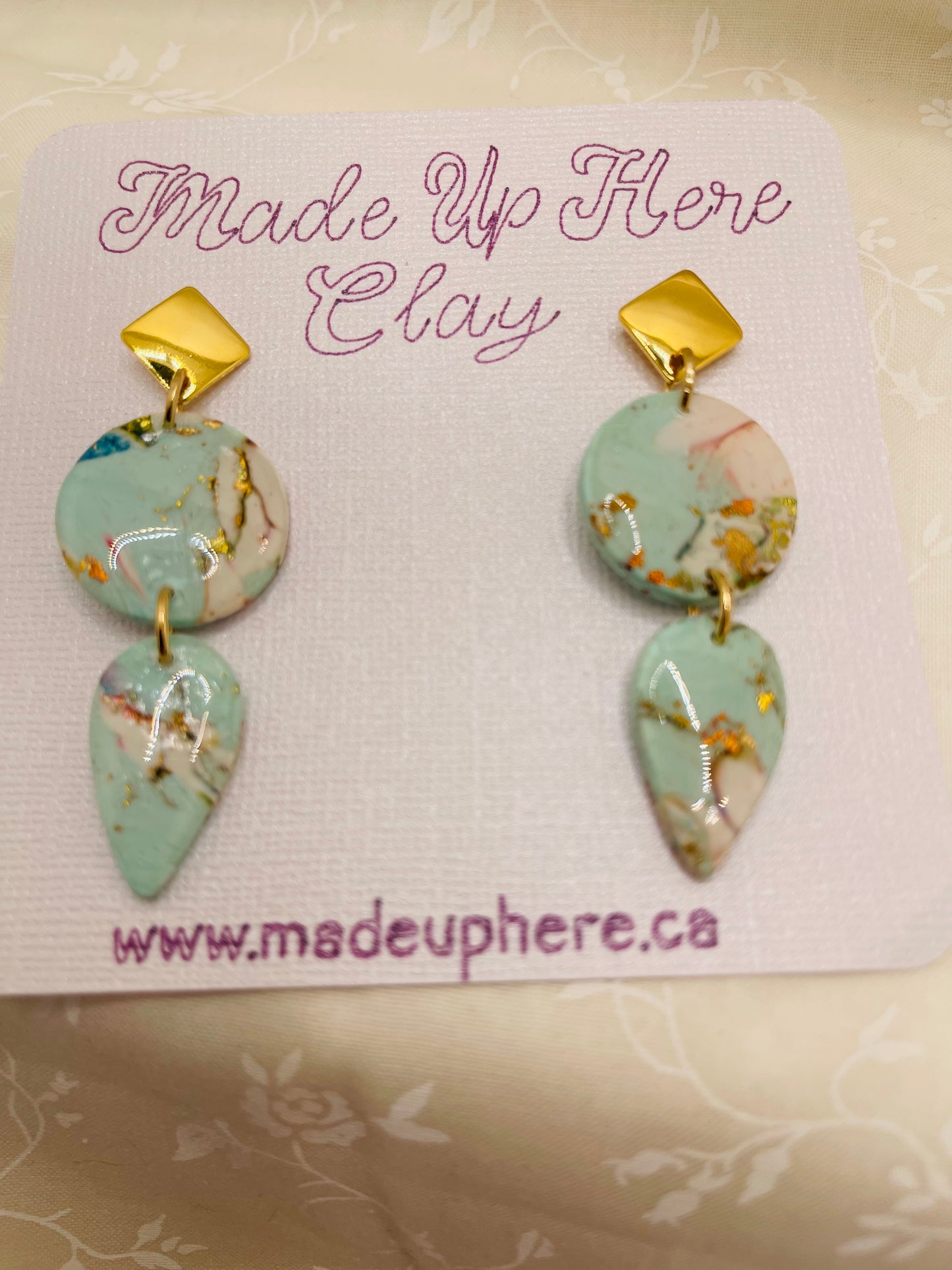 Robin’s Egg Blue with gold Dangles