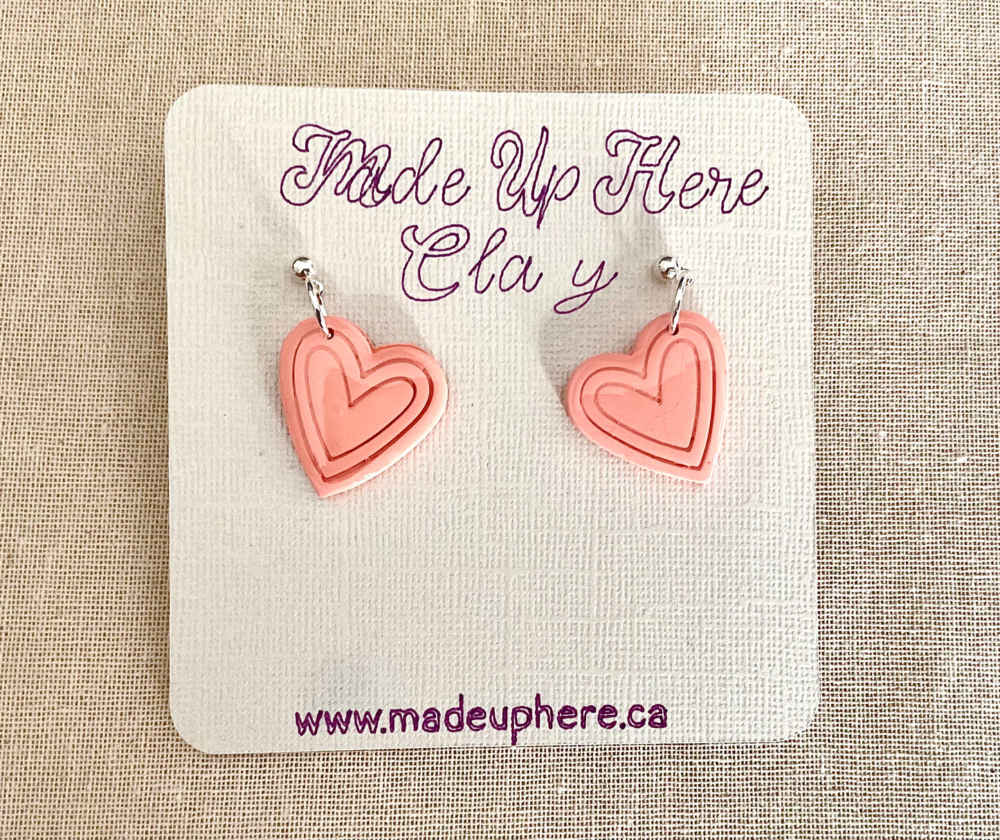 Peachy Pink embossed hearts